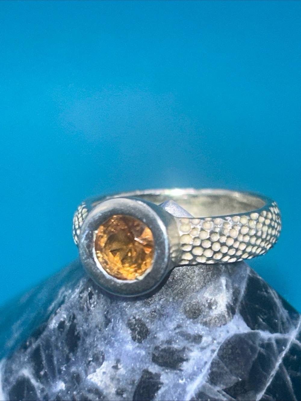 Vintage Signed Karel Sterling & Gemstone Ring Estate Find SZ 6 Rare Estate Find